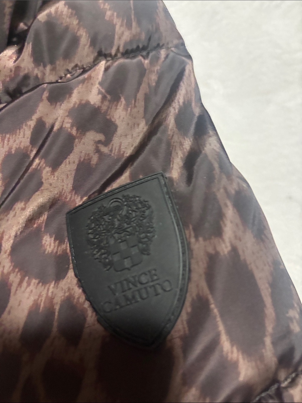 Vince Camuto Black Puffer Jacket with Leopard-Print Hood Lining - Picture 7 of 11